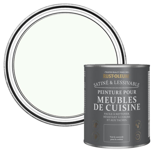 Peinture Blanche résistante pour Meubles de Cuisine, Finition Satinée RUST-OLEUM - Immobile 750ml (10,5m² avec un pot)