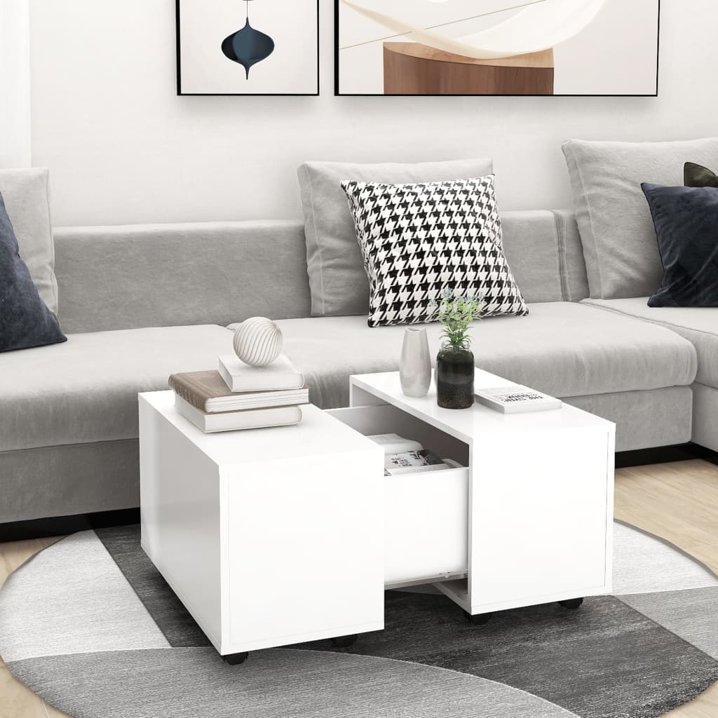 Table basse，Table d'appoint, Table de Salon Blanc 60x60x38 cm Aggloméré182352 - 2