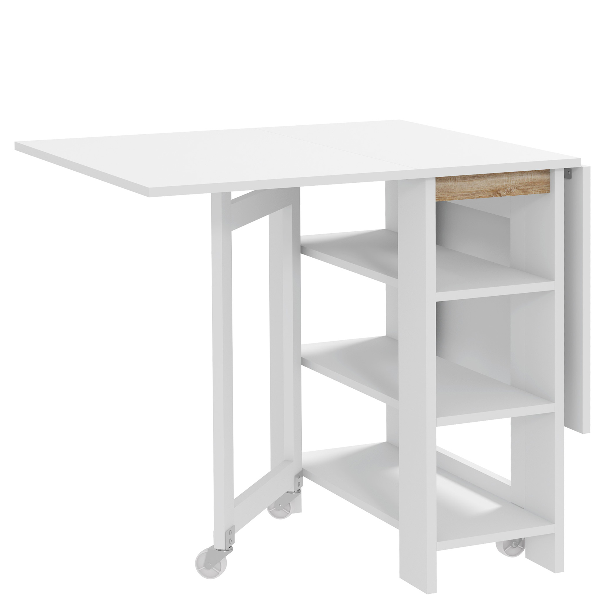 Mesa comedor plegable homcom melamina de madera blanco 120x60x75 cm