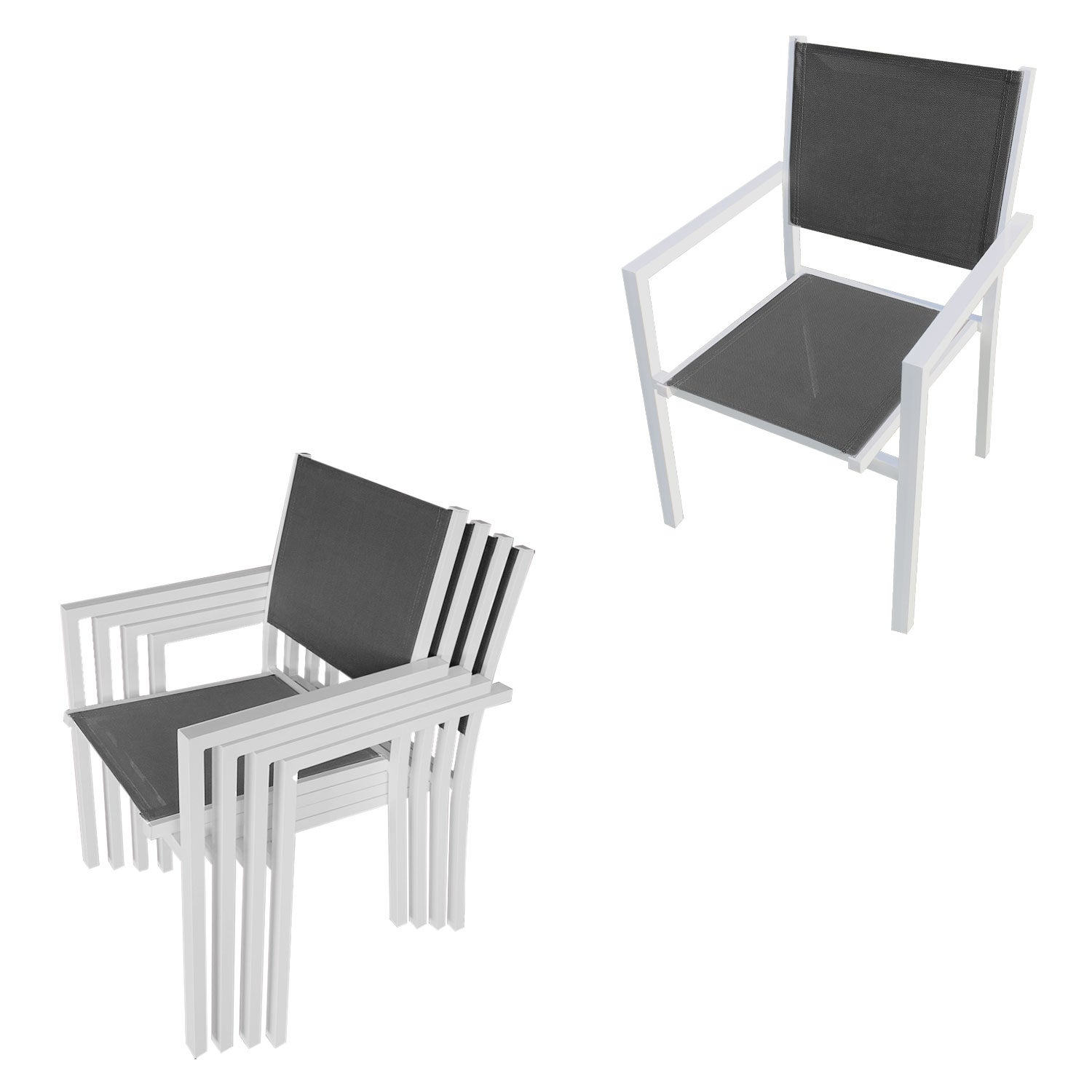 Salon de jardin 8 places gris et blanc aluminium LAMPEDUSA extensible - 6