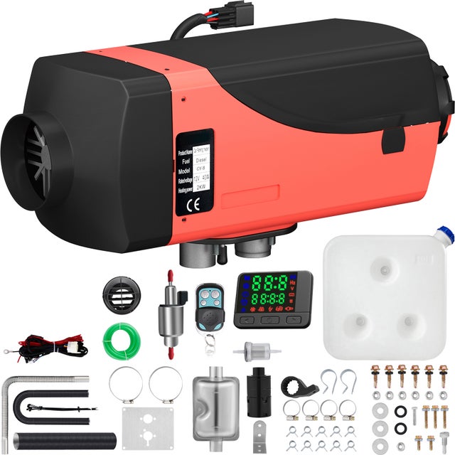 SucceBuy Riscaldatore ad aria diesel 12V 2KW con silenziatore, serbatoio 10 litri, interruttore LCD - per auto, autobus, camion, veicoli di ingegneria