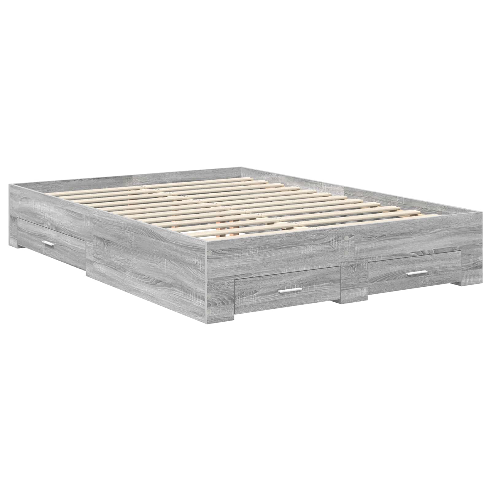 Cadre de lit gris 140 x 190 cm, panneau de bois - 6