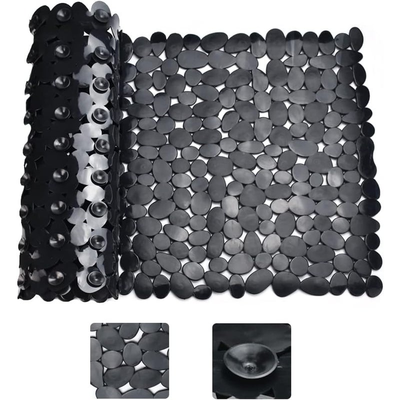 Czarna prostokątna mata antypoślizgowa pod prysznic (88 x 40 cm), mata antypoślizgowa do łazienki, mata antypoślizgowa do łazienki oraz mata do wanny