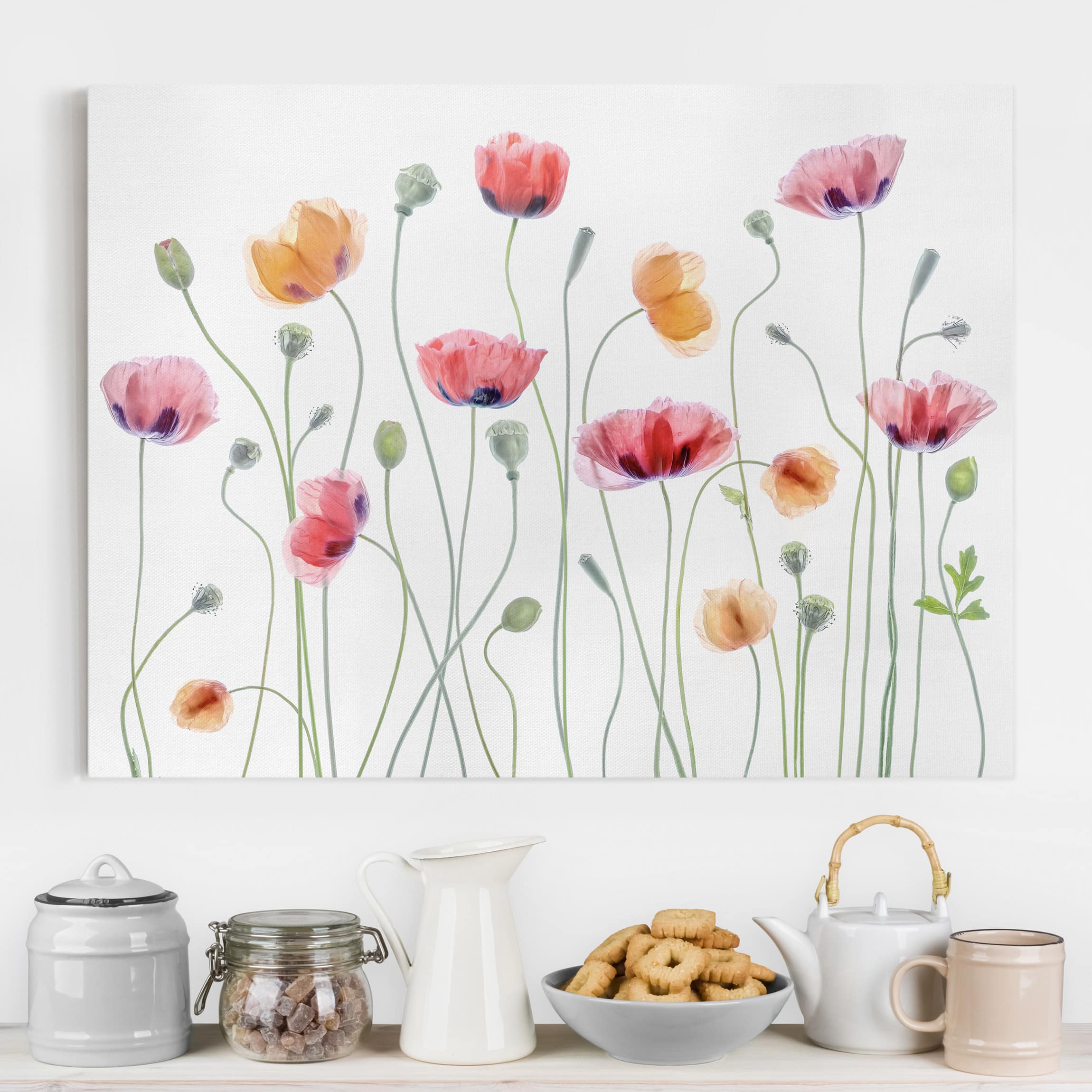 Lienzo cuadro en lienzo bastidor impresion en lienzo blanco botánica flor amapola fotografía 335 cocina dormitorio salón pasillo 40 x 30 cm