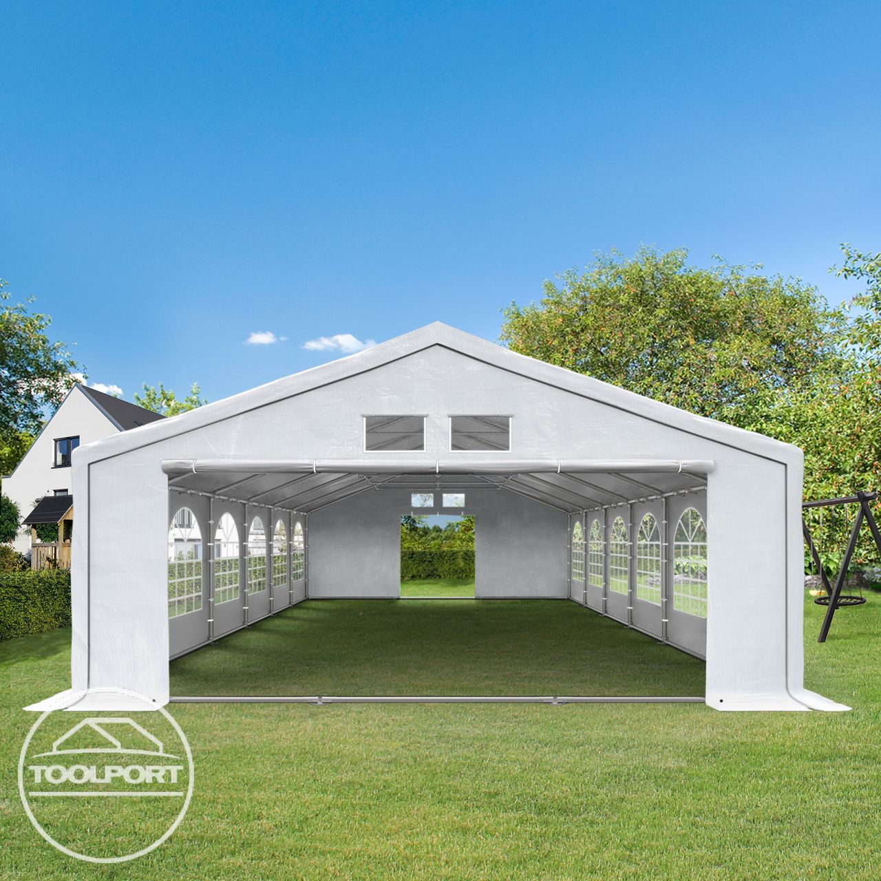 TOOLPORT Tente de réception 5x10 m Tente de Jardin Blanc bâche PE 500 N imperméable résistante aux UV avec Cadre de Sol - 3