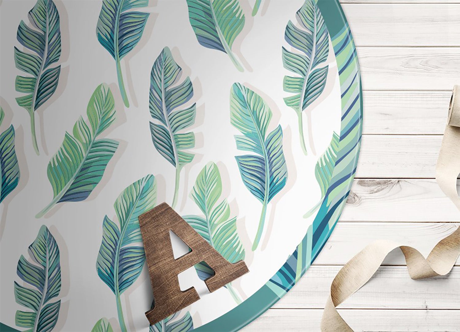 Tappeto in vinile foglie tropicali ricche, tappeto vinilico naturale esotico perfetto per interni moderni 70x70 cm – Tulup - 3