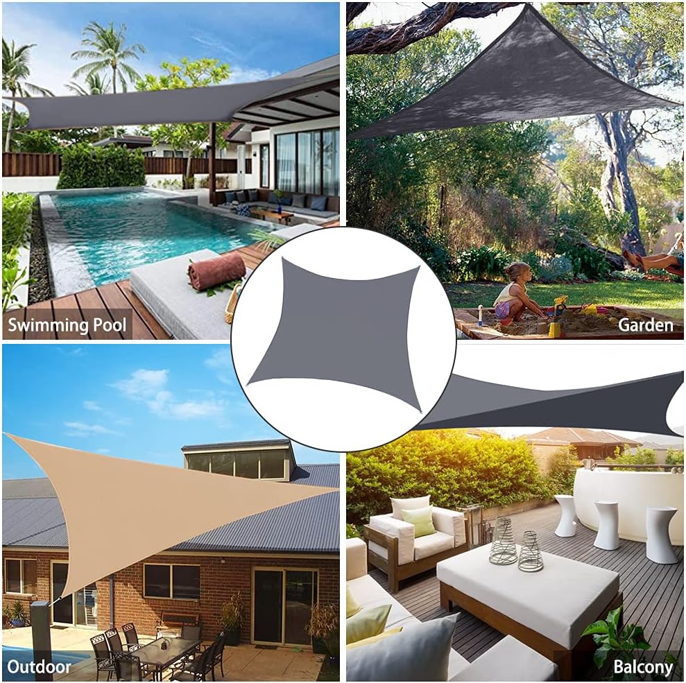 Voile d'ombrage, Voile Ombrage Imperméable, Protection UV avec Coupe-Vent Respirant, Toile pour Pergola Terrasse Balcon Jardin Extérieur , 3 X 3m - 5