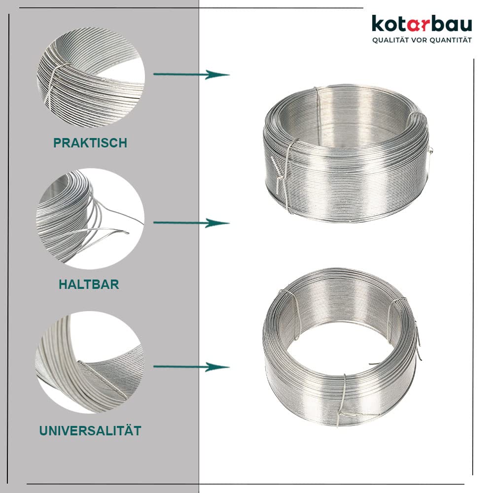 Fil de Jardin Galvanisé, diamètre 0,8 mm - 100 m - Fil de Serrage - Fil de Clôture - Pour Attacher des Plantes - KOTARBAU - 3