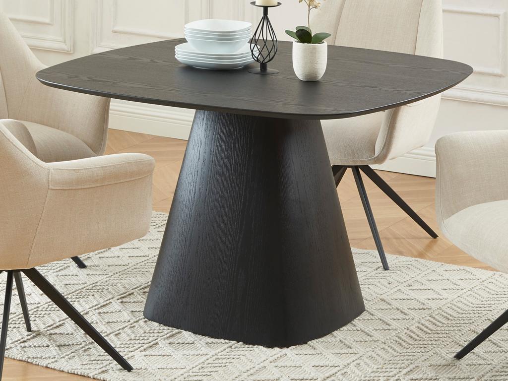 Table manger 4 personnes placage fr ne noir minazela leroy merlin