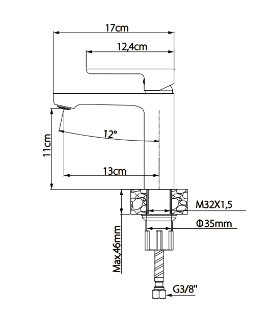Monomando Lavabo Baikal Cromo acabado cromo, con aireador Neoperl, cartucho cerámico, material inoxidable AISI 304, grifería de baño moderna - 2