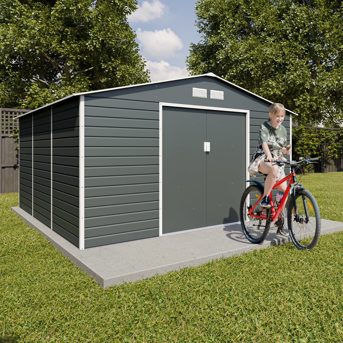 Abri de jardin métal gris 12,27 m2 + kit d'ancrage - 4