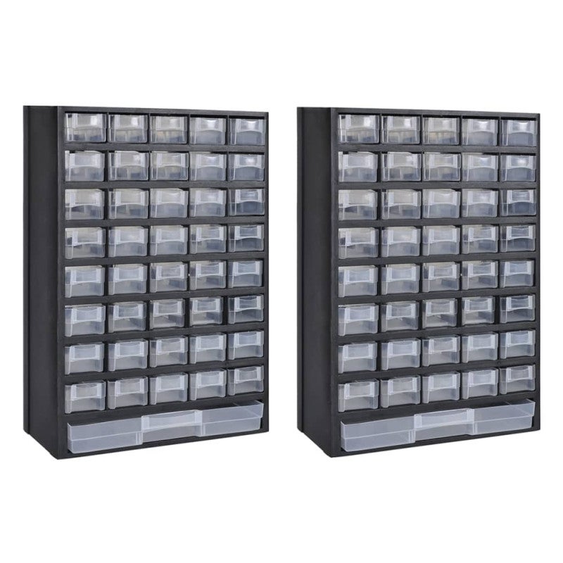 2 Pcs Mini Boîte De Rangement à Tiroirs 9 Compartiments - Organiseur Bureau Plastique Pour Bijoux, Perles Et Petits Objets, Transparent