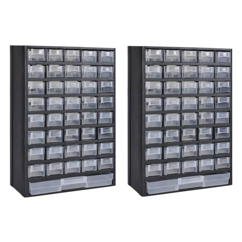 2 Pcs Mini Boîte De Rangement à Tiroirs 9 Compartiments - Organiseur Bureau Plastique Pour Bijoux, Perles Et Petits Objets, Transparent