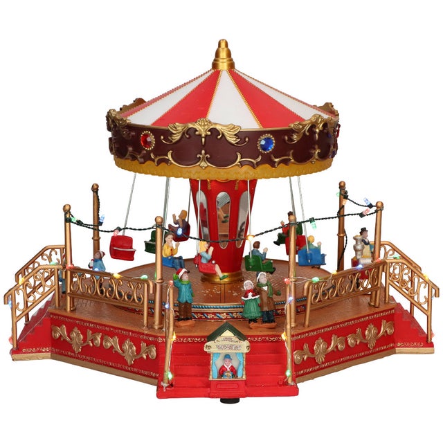 Manège de Noël avec animations et sons manège pour village de Noël h 27 cm / Titre par défaut