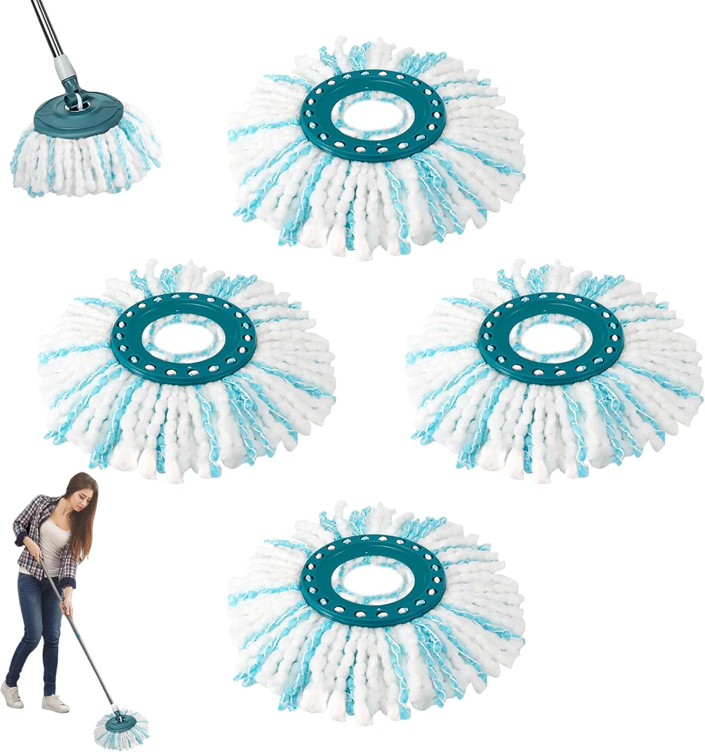 Sztuki wkładów wymiennych do mopów Leifheit Clean Twist Disc Mop Micro Kit Wymienna głowica do mopa wielokrotnego użytku Łatwa wymiany bardzo chłonna