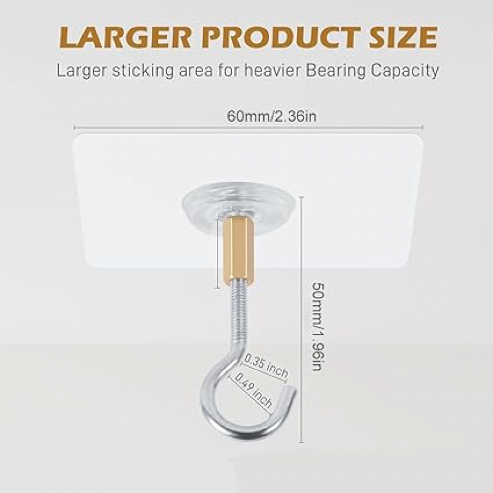 Ezranova 4 Ganci Autoadesivi Da Soffitto Heavy Duty - Porta Piante, Luci, Lanterne - Senza Fori - 5