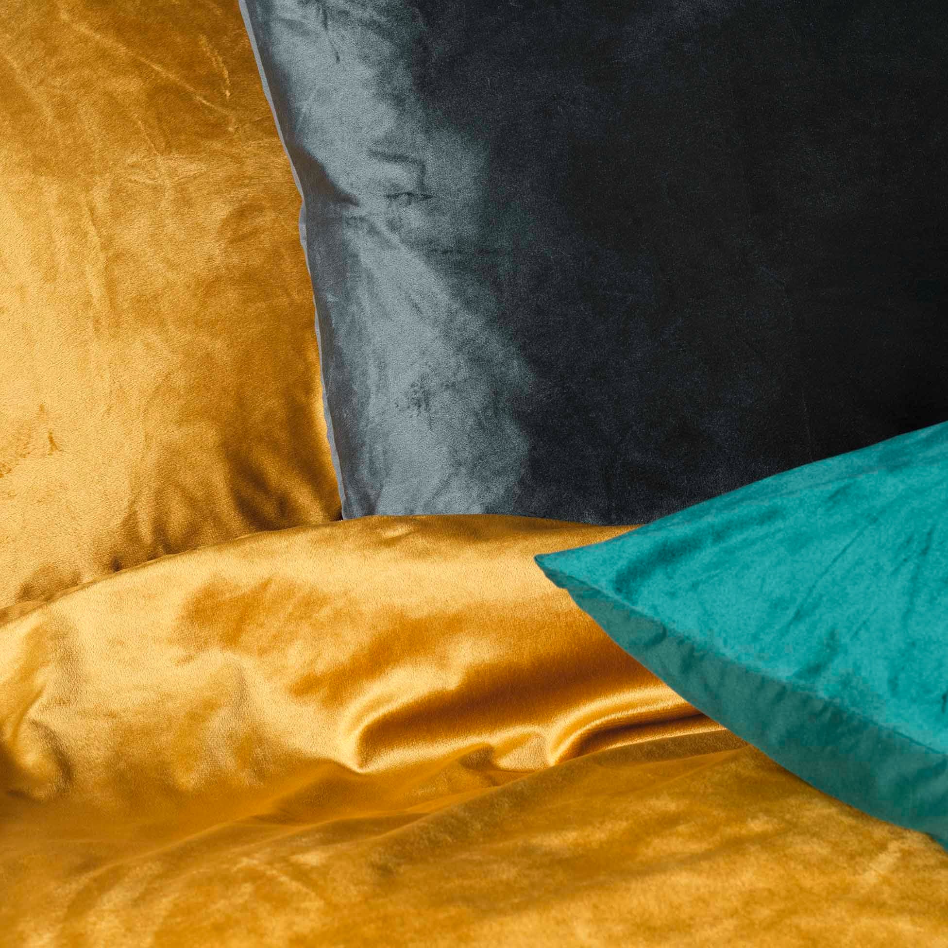 Housse de couette 240 x 220 cm velours uni Velina Emeraude - 2