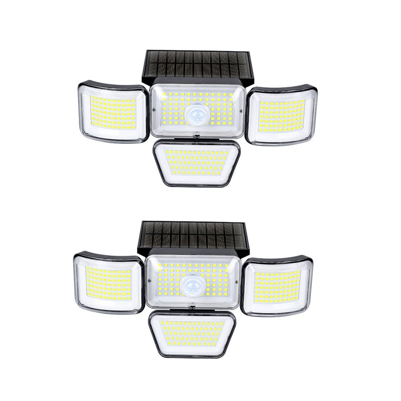 2 zewnętrzne lampy solarne, 278 LED, 6 W, wielofunkcyjne, szeroki kąt 180°, idealne do alejek ogrodowych, gospodarstw i garaży