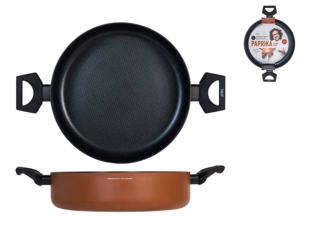 Tegame H&H Alessandro Borghese Paprika - 28 Cm In Alluminio Antiaderente, Colore Terracotta, Lavabile In Lavastoviglie
