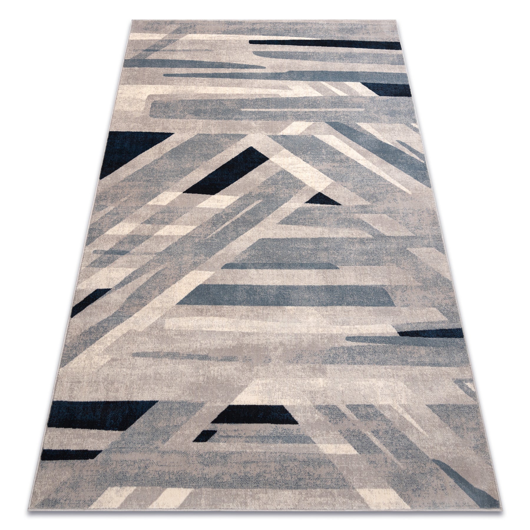 Dywan wełniany NAIN Geometryczny 7706/51655 beż / niebieski 80x150 cm
