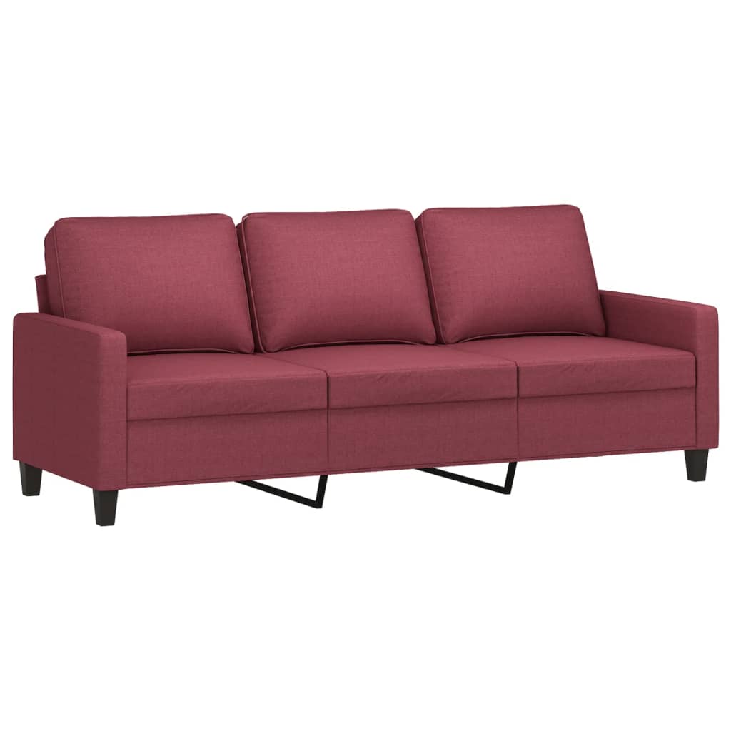 Sofá de 3 plazas | sofá de salón | sofá de descanso de tela rojo tinto 180 cm cfw97833