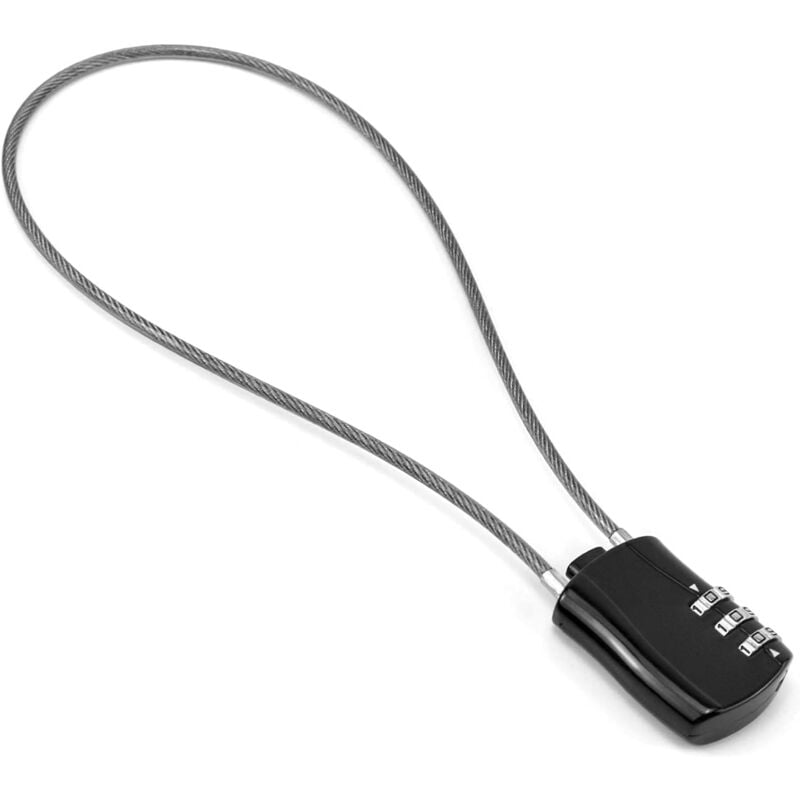 Zamek kablowy zwijany – kombinacja numeryczna, kabel 41 cm, zabezpieczenie motocykla, roweru, snowboardu, walizek, czarny