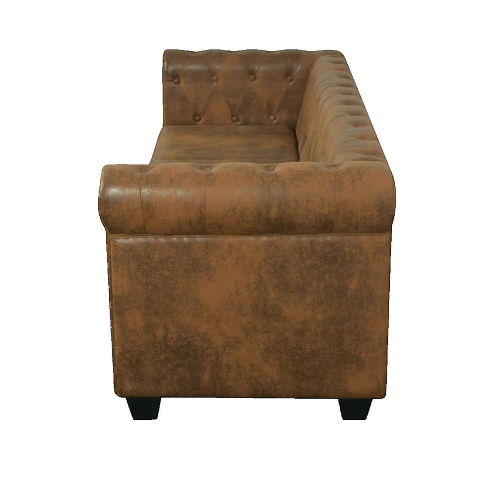 Vidaxl Sofá Chesterfield De 3 Plazas Cuero Sintético Marrón , Leroy Merlin