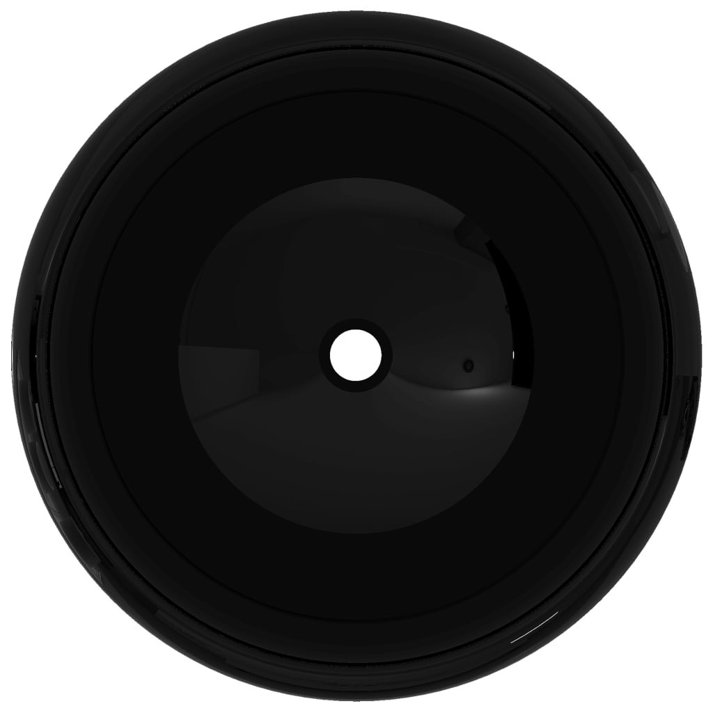 Lavabo bagno rotondo 40 x 15 cm ceramica nera 02_0002539 - 2