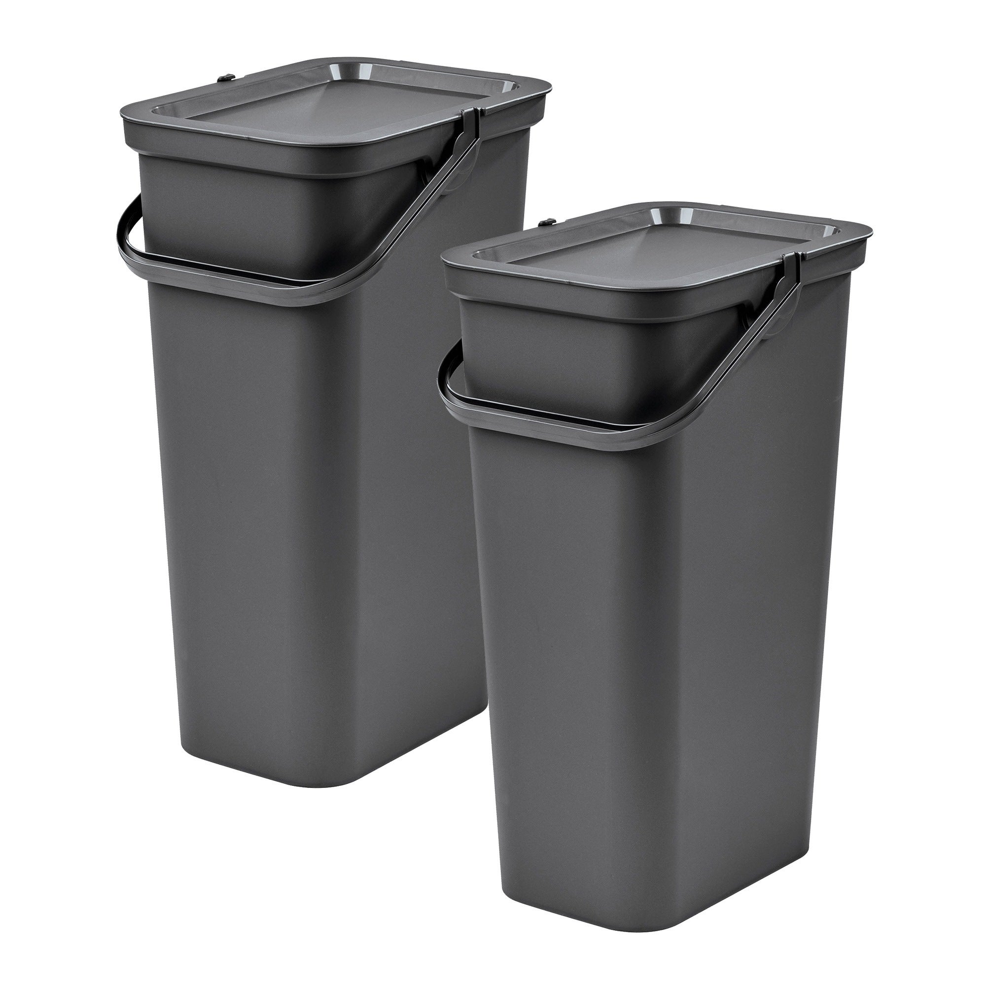 LIVINJA Poubelle de cuisine, 25 l, avec couvercle basculant, anti-odeurs, 60 x 45 x 34 cm, en plastique recyclable, robuste, noire, fabriquée en UE