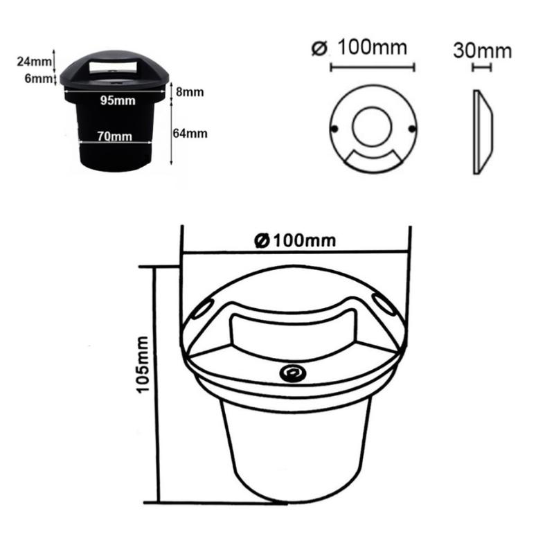 Spot Extérieur Encastrable LED IP65 220V Sol 3W Walkable 4 faisceaux - Blanc Neutre 4000K - 5500K - SILAMP - 2