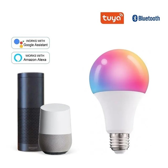 2 X LAMPADINE LED RGB SMART DIMMERABILE E27 - WIFI 2.4GHZ COMPATIBILE CON ALEXA GOOGLE HOME