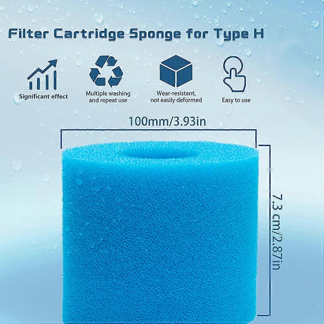 Lot de 4 filtres de piscine de type H, mousse filtrante de rechange - 2