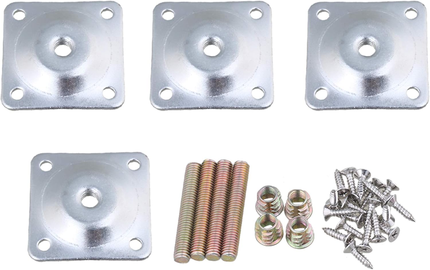 Plăci de montare pătrate din metal, set de 4. Pentru mese, scaune, canapele și dulapuri. Fixare robustă și ușoară a mobilei. 4buc