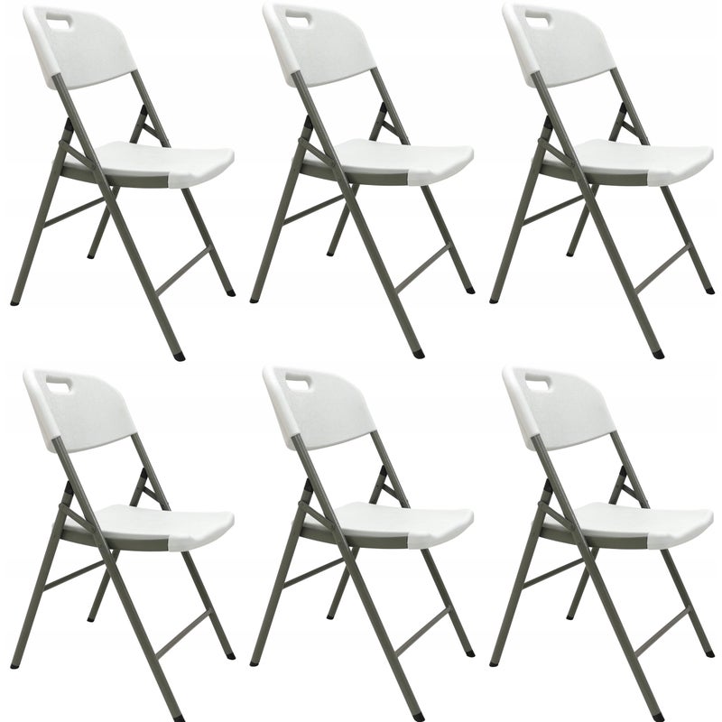 Zestaw 6 x krzesło składane ogrodowe bankietowe cateringowe Party białe mocne