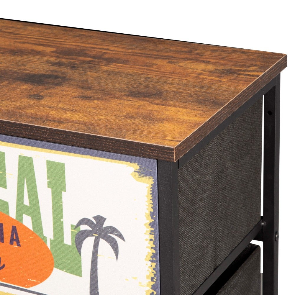 Max Home Comò vintage 8 cassetti design retrò in tessuto 103x30x77 cm - 5