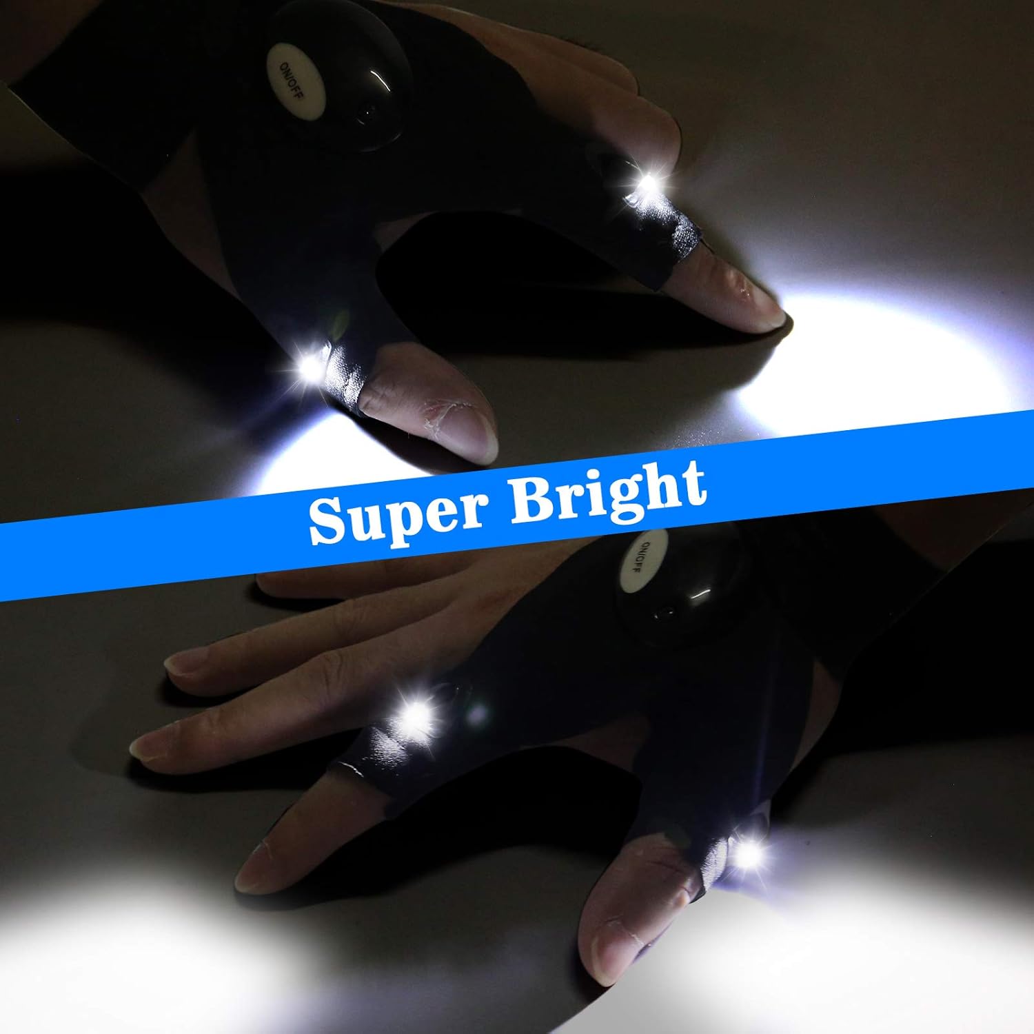 Des gants avec lampe torche LED intégrée, une lampe torche ludique idéale pour la pêche et le camping. - 4