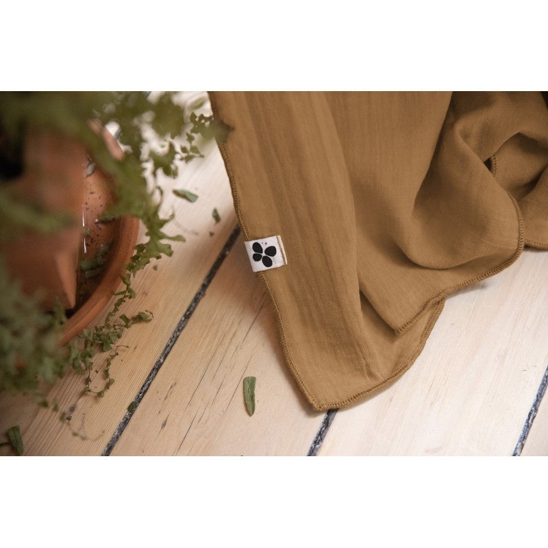 Lot de 2 rideaux 140 x 300 cm réglables double gaze de coton Camel - 4