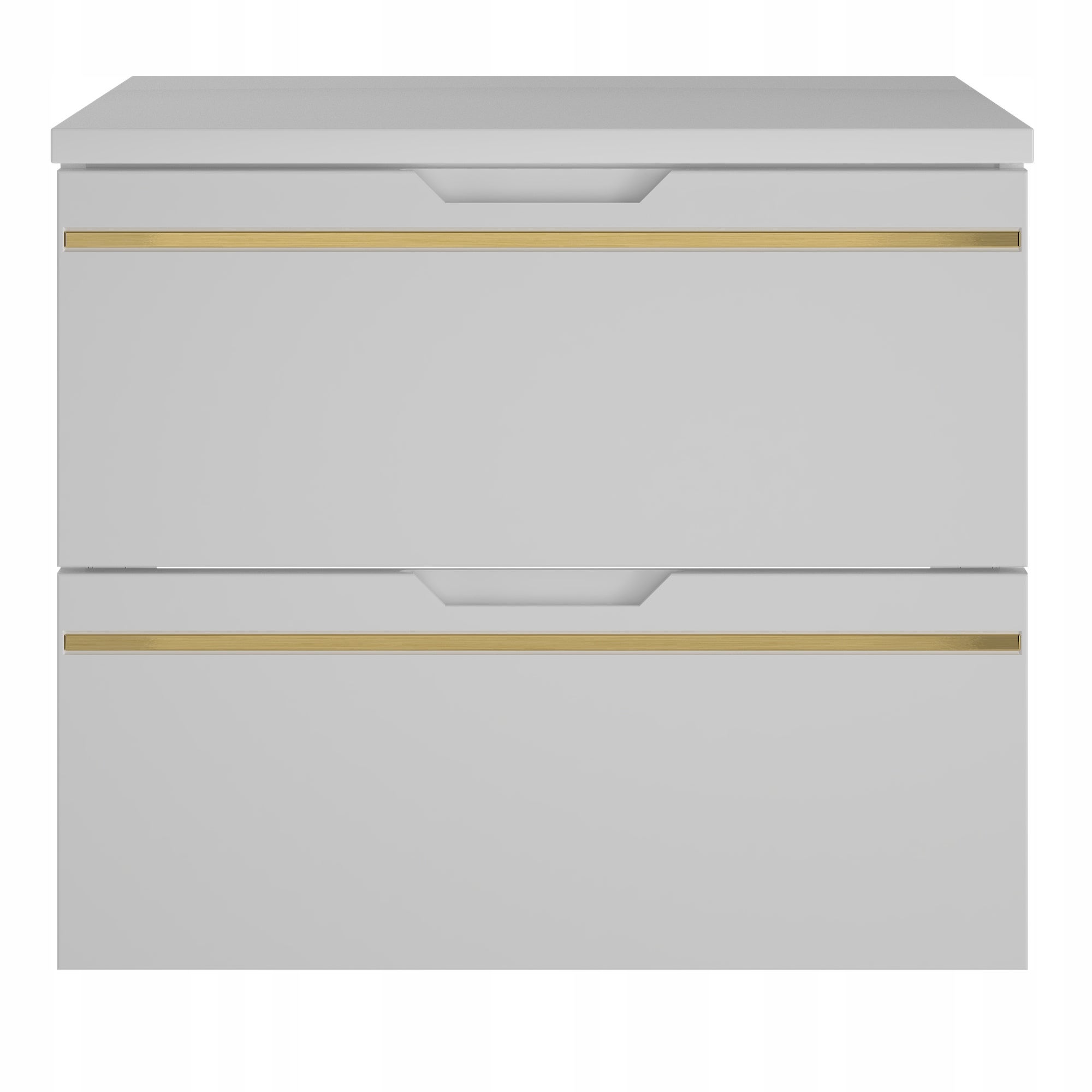 Szafka łazienkowa ESPERO 60 cm biała z blatem złota listwa frezowany uchwyt