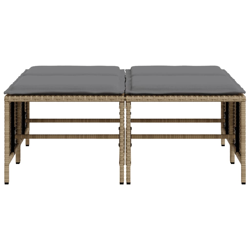 Maison Exclusive - Bancos de jardim com almofadões 4 pcs vime PE bege - 4