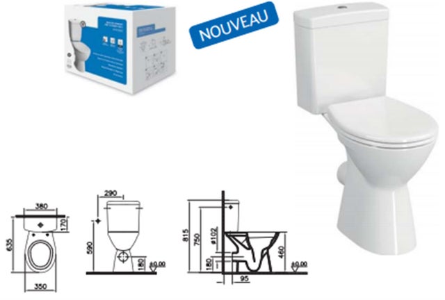 Pack WC Normus Lift à poser avec bride - Normus Lift Pack WC à poser PMR OB, 65 cm, avec bride- réf : 9836B003-7204 - VITRA