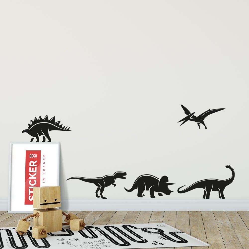 Stickers Dinosaures Silhouettes - XL (Largeur 120cm, Hauteur 75cm) - 4