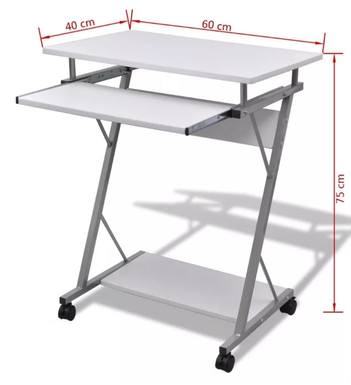 Bureau informatique bois blanc métal Sirya 60 cm - 5