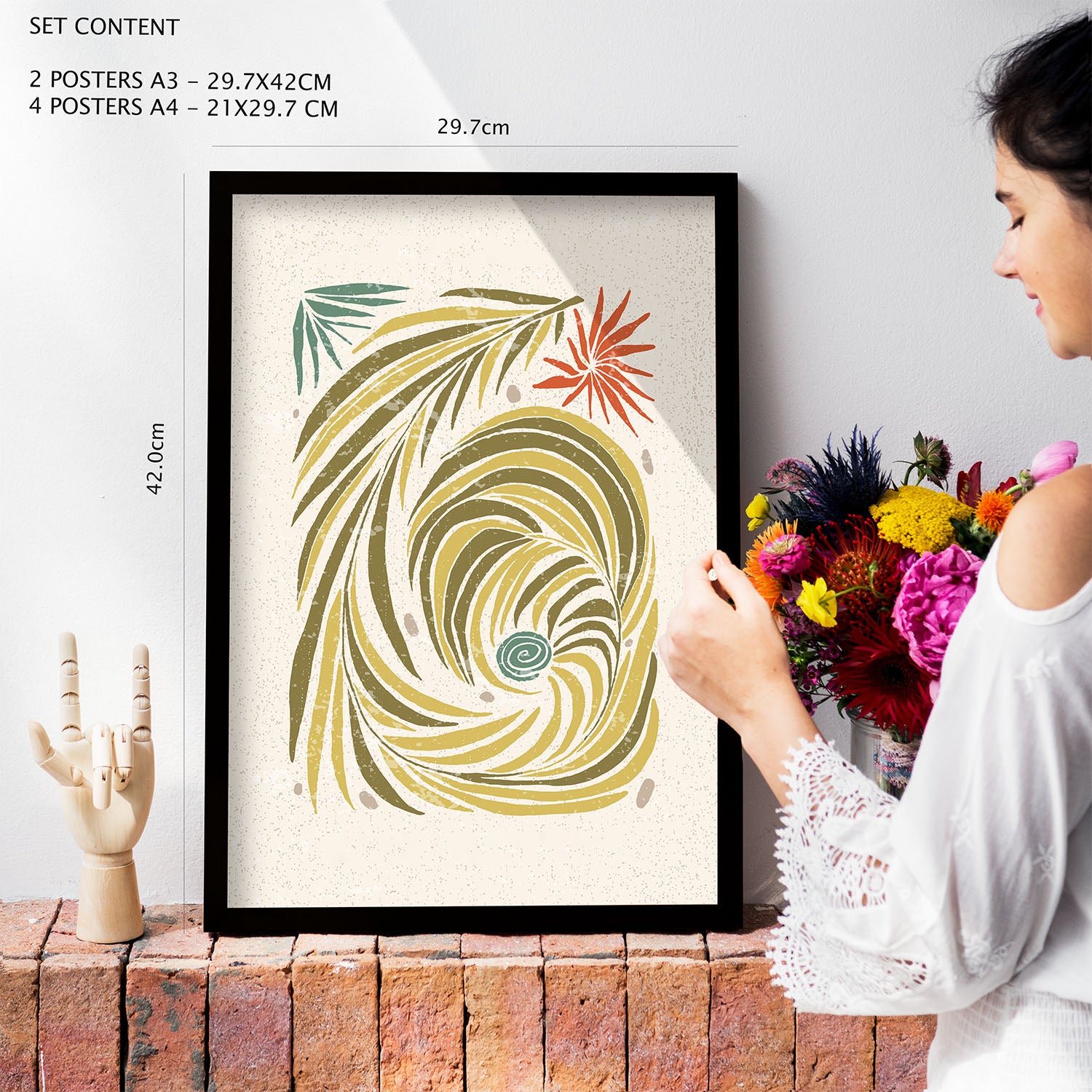 Nacnic Ensemble 6 Impressions De Lignes Dans De Style Ethnique Cadre Décoratifs Pour Votre Chambre Maison Impression A4 A3 Avec Des Cadre Noir - 4