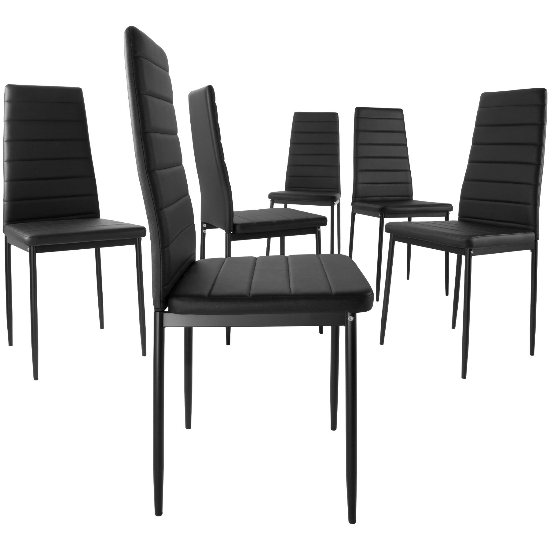 Ensemble table et chaises en acier 8 places avec siège rembourré et revêtement en cuir synthétique TECTAKE - 4