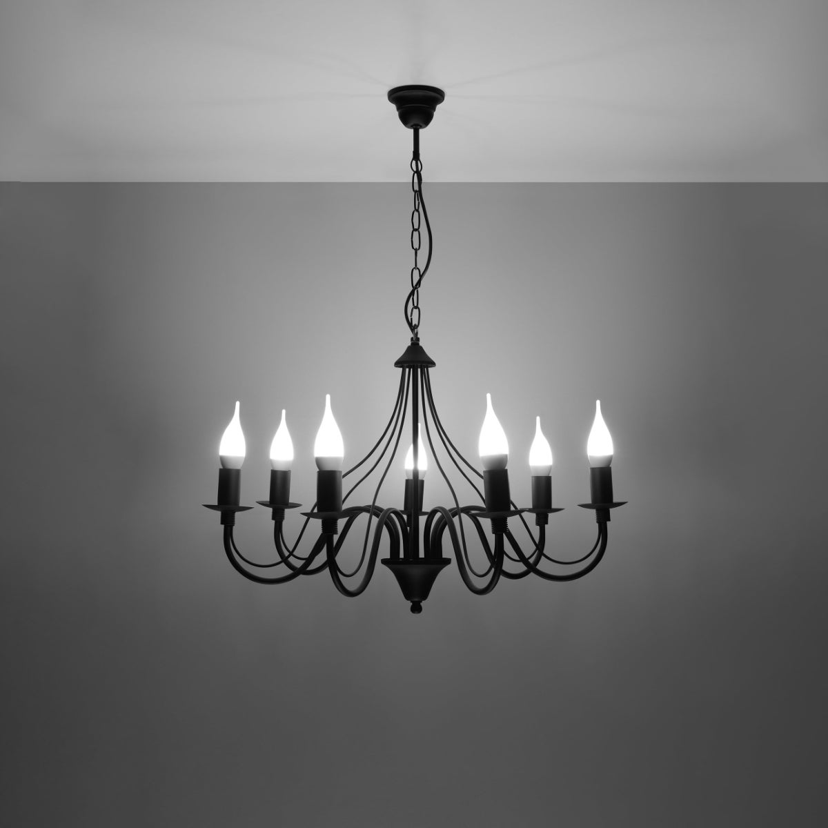 Żyrandol VIVOW 7 czarny LED 3000K - 60x60x80cm Sollux
