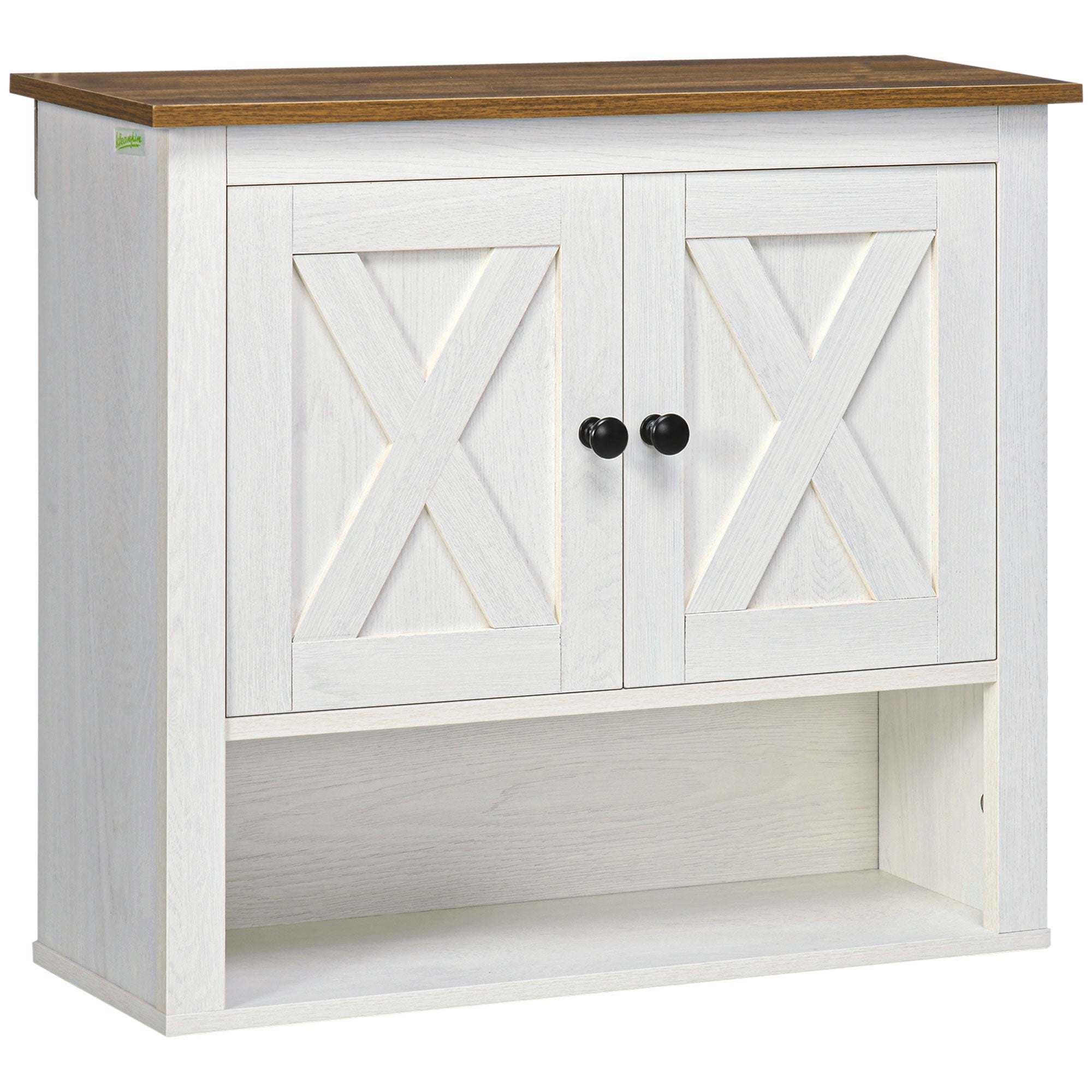 On-wall farmhouse bathroom storage cabinet - white