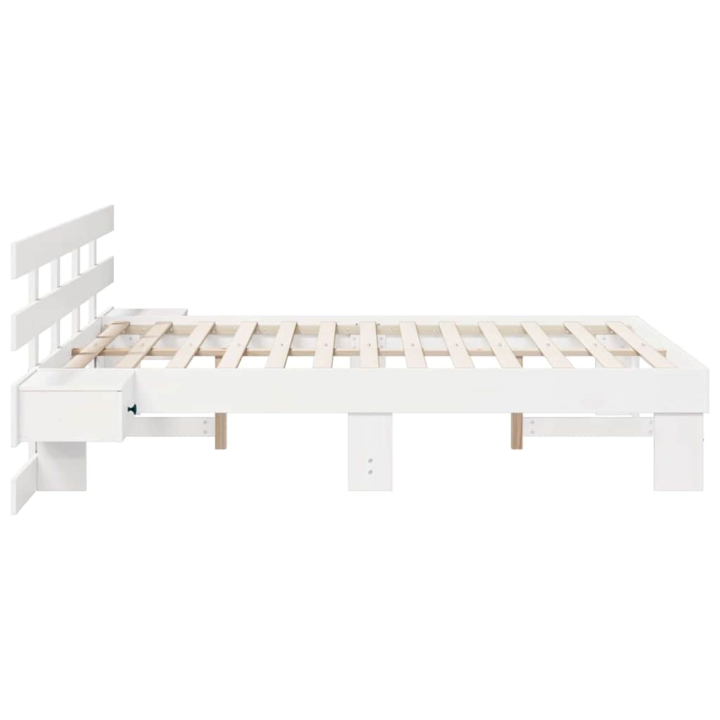 Cadre de lit avec tête de lit en pin massif blanc, 120 × 190 cm - 6