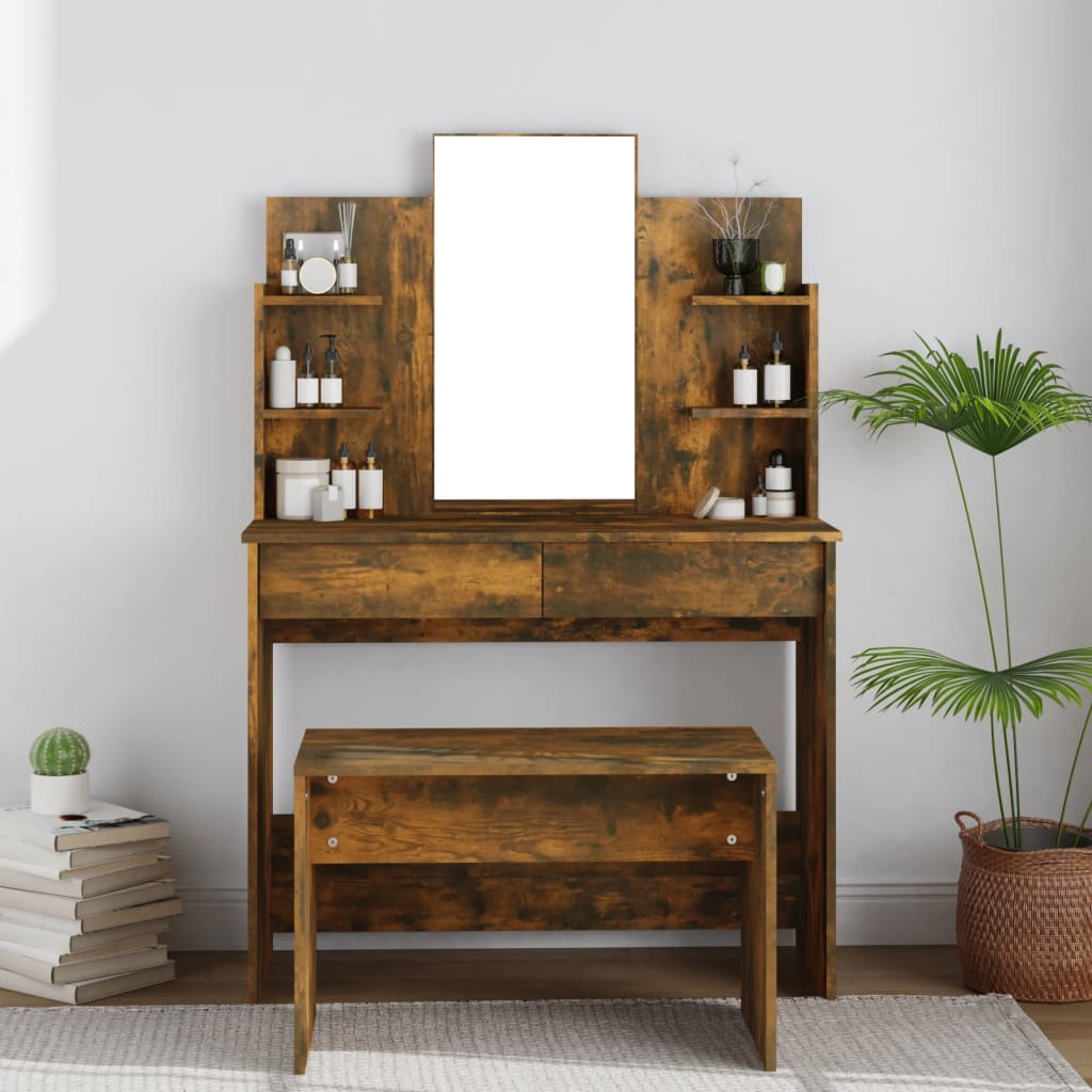 YOSOO Coiffeuses - Coiffeuse avec miroir Chêne sonoma 86,5x35x136 cm