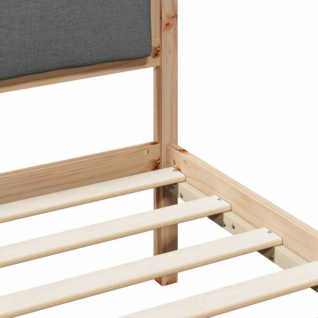 Cadre de lit en pin massif gris foncé, 135 × 190 cm - 8