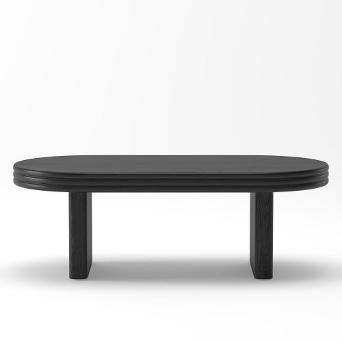 Table basse ovale noir, table d'appoint, table de salon en bois, pour salon et bureau - 5